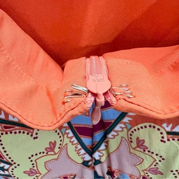 MARCIANO silk orange colourful print cut out mini dress 10 - Picture 14 of 16